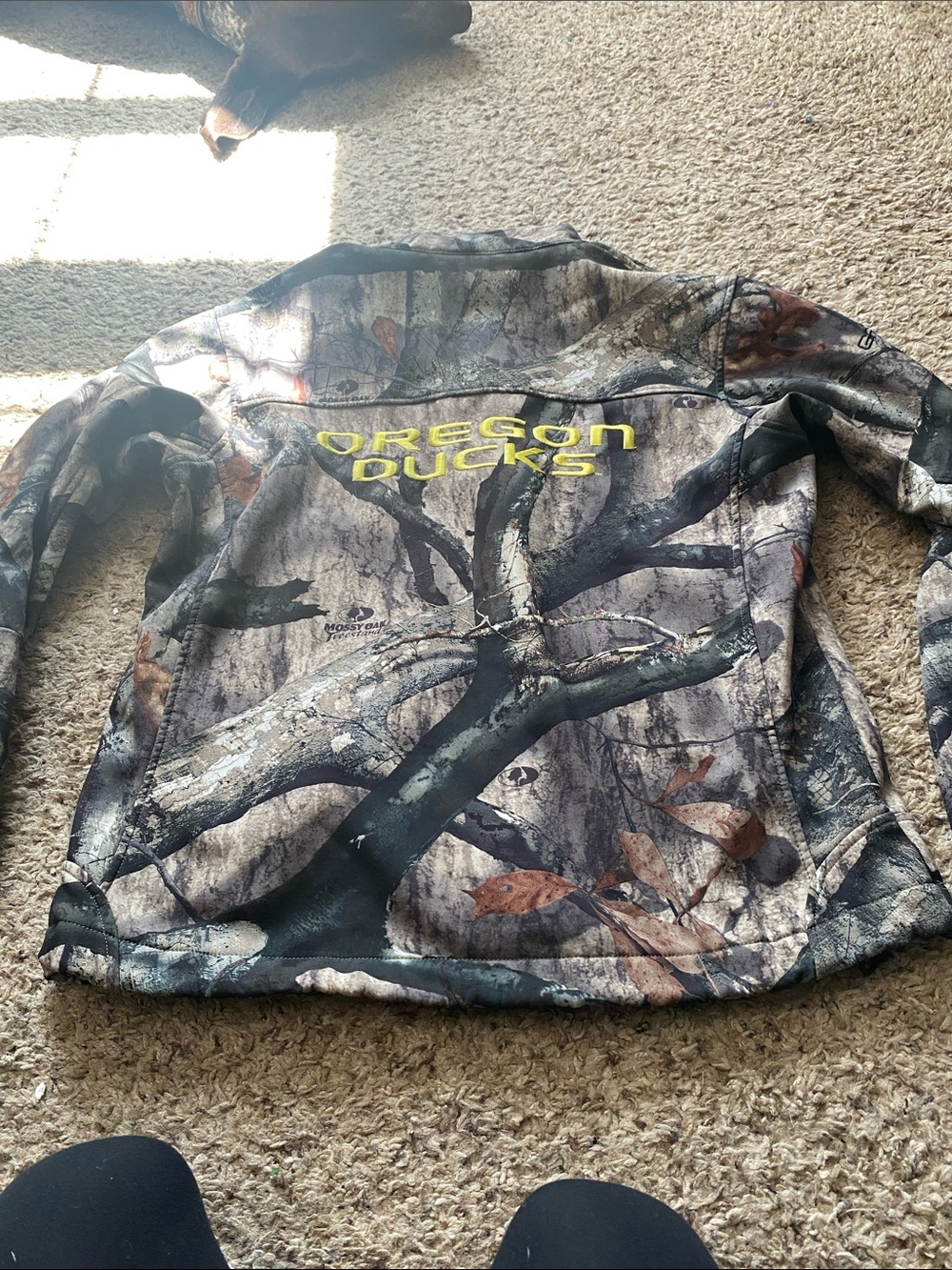 Mossy Oak Camo Jacket with Yellow Oregon Ducks Logo